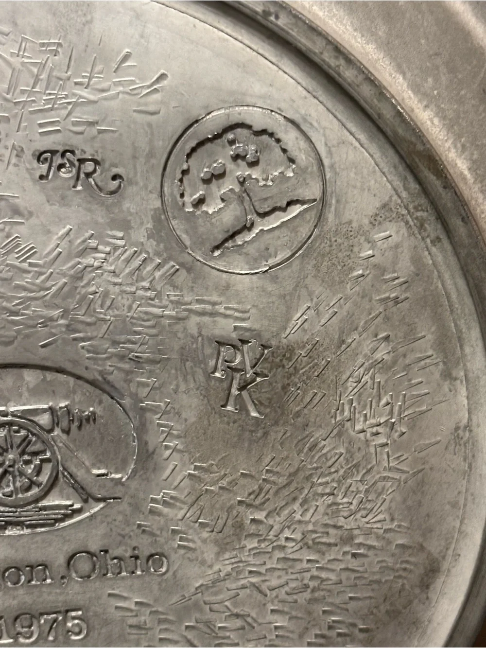 The Great American Revolution 1776 Decorative Pewter Plate with Flag Scene